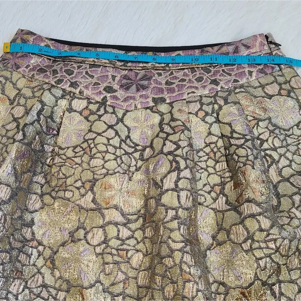 Urban Outfitters Kimchi Blue Floral Metallic Jacquard Pleated Skirt Size 6